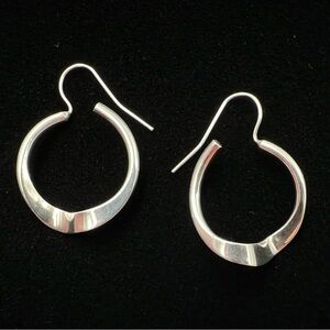 Sterling Silver Hammered Hoop Earrings Organic Shape Minimalist Chic